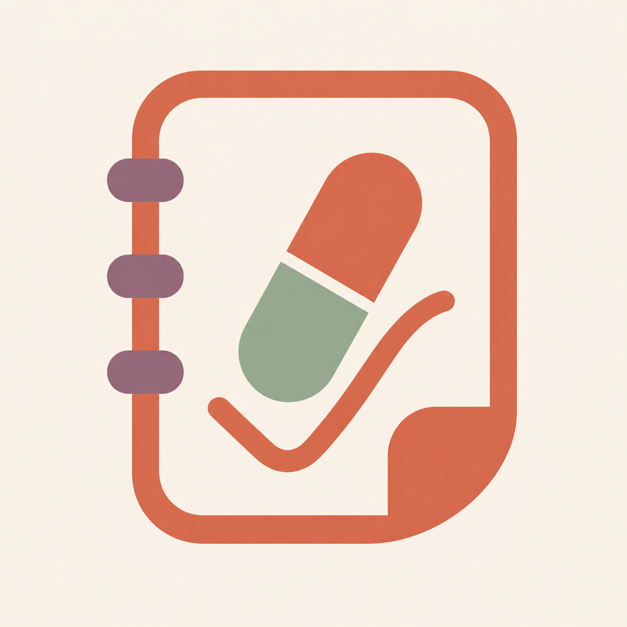 Warm notebook and medicine icon for GLP-1 Weight Loss Shot Tracker